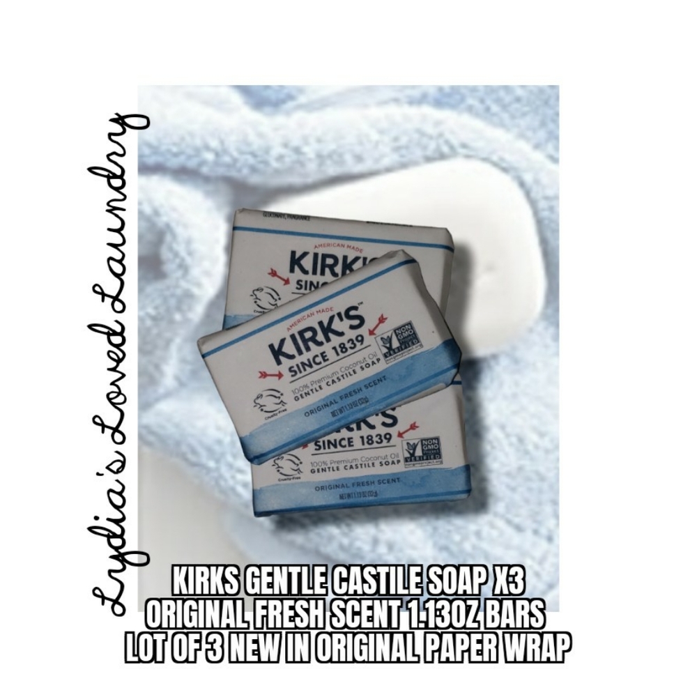 💥 5/$10 Kirks Castile Soap lot of 3 New Bars Of Soap